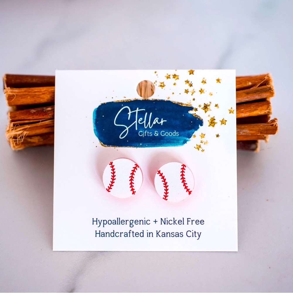 Baseball Earrings, Acrylic Material